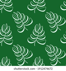 Minimalistic green branch. Seamless vector pattern. Eco friendly illustration for bags, boxes, wrapping paper