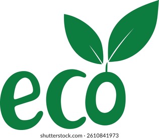 Minimalistic green Eco label with leaves