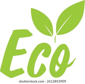 Minimalistic green Eco label with leaves