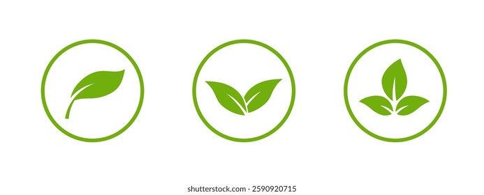 A minimalistic green leaf icon with a clean outline, symbolizing eco-friendly energy, sustainability, and organic lifestyles, perfect for environmental logos and bio products.