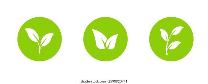 A minimalistic green leaf icon with clean lines, symbolizing sustainability, eco friendly lifestyles, and organic agriculture, ideal for environmental logos and health conscious products.