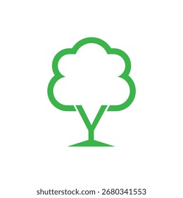 Minimalistic Green Tree Icon with Y Logo.