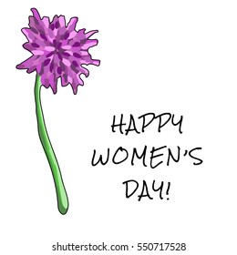 a minimalistic greeting card; a simple flower poster; a floral illustration; hand drawn design elements; a vector post card; happy women's day