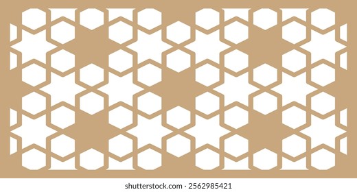 Minimalistic grid-style Islamic arabesque pattern with subtle star motifs, great for Arabic and Ramadan design elements and ornamentation textures in vector format.