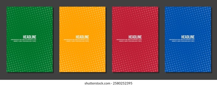 minimalistic halftone red yellow green blue cover design templates