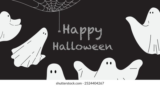 fundo minimalista de halloween com web em vetor. modelo para fundos fundo papel de parede decoração poster imprimir banner
