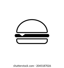 Minimalistic hamburger on a white background. The concept of fast food establishment. Can be used as an icon.