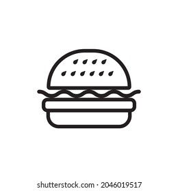 Minimalistic hamburger on a white background. The concept of fast food establishment. Can be used as an icon.