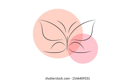 Minimalistic hand drawn butterfly line  isolated on white background ,Vector illustration EPS 10