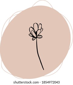 minimalistic hand drawn flowers illustrations for wall decoration, cards, invitations