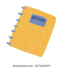 Notebook desenhado à mão minimalista com tampa simples e encadernação simples. Ilustração de doodle vetorial para papelaria, design de estudo, notas, projetos escolares e de escritório. Estilo limpo ingênuo isolado no branco
