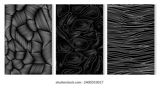  Minimalistic Hand drawn pattern set. Freehand line stroke textured. Pencil painted, vector illustration