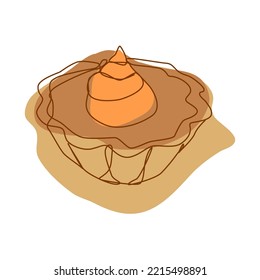 minimalistic hand drawn pumpkin pie minimalistic hand drawn pumpkin pie  Draw with a single line  Vector illustration.  Draw with one line.  cooking in autumn. fall cooking. Autumn foods. fall foods.