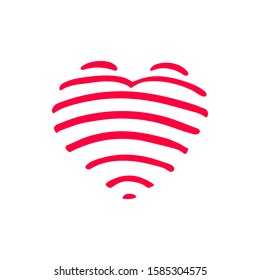Minimalistic hand drawn red heart icon isolated on white background. Valentine's Day minimal concept. Unique design element. Vector illustration. Can be used for greeting card, invitation, banner, web