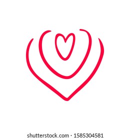 Minimalistic hand drawn red heart icon isolated on white background. Valentine's Day minimal concept. Unique design element. Vector illustration. Can be used for greeting card, invitation, banner, web