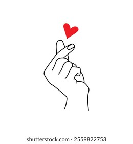 Minimalistic Hand Gesture with Red Heart Illustration