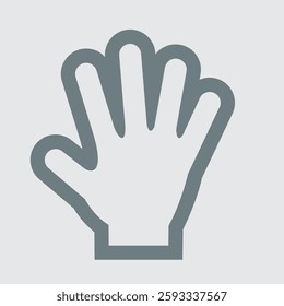 Minimalistic hand icon, symbolizing gesture, touch, interaction, or assistance.