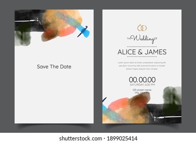 minimalistic hand painted abstract for a wedding invitation, postcard or brochure cover design