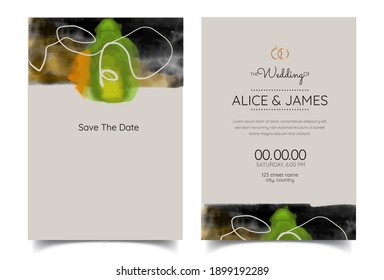 minimalistic hand painted abstract for a wedding invitation, postcard or brochure cover design