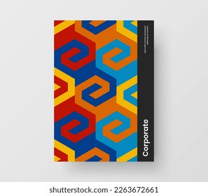 Minimalistic handbill A4 design vector layout. Simple mosaic tiles brochure template.