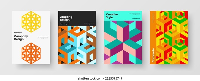 Minimalistic handbill A4 vector design layout composition. Vivid mosaic pattern corporate cover template collection.