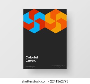 Minimalistic handbill A4 vector design concept. Creative geometric shapes corporate brochure template.
