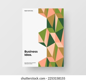 Minimalistic handbill A4 vector design template. Clean geometric tiles annual report layout.