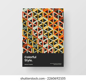 Minimalistic handbill A4 vector design template. Amazing mosaic pattern postcard illustration.