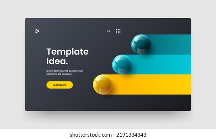 Concepto de vector de diseño minimalista de la letra de mano. Diseño de portada de la empresa de bolas multircoloreadas y realistas.