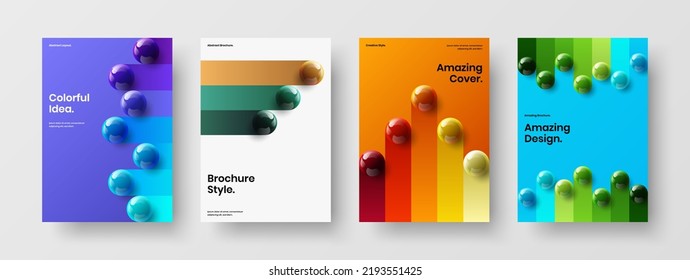 Composición de ilustración vectorial de diseño minimalista de la letra de mano. Asombroso juego de plantillas de portada de libros de esferas realistas.