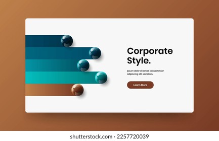 Minimalistic handbill design vector template. Clean realistic balls brochure concept.