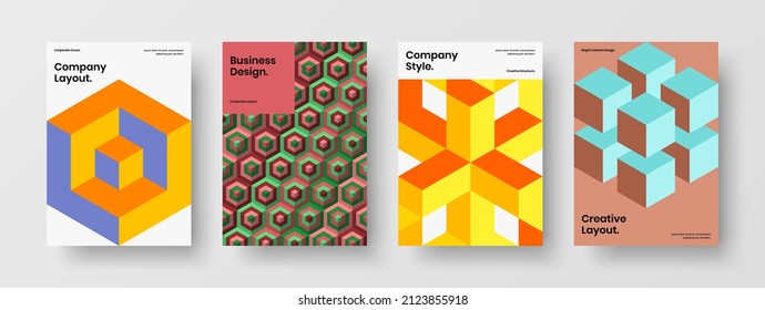 Minimalistic handbill vector design illustration composition. Clean mosaic pattern banner template collection.