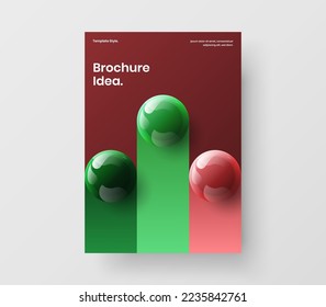 Minimalistic handbill vector design illustration. Clean realistic balls front page template.