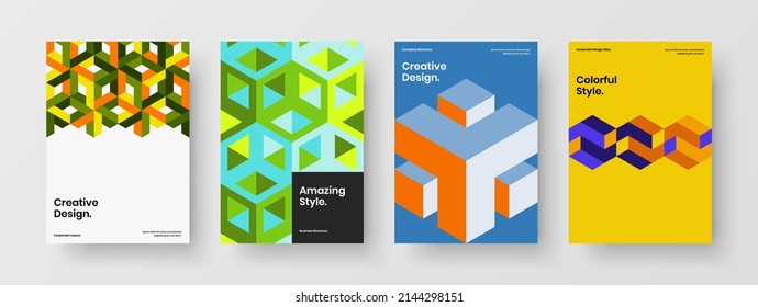 Colección de plantillas de diseño de vectores de la letra de mano mínima. Increíble patrón de mosaico conjunto de concepto de identidad corporativa.