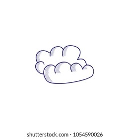 Minimalistic hand-drawn icon with a clouds. Hatched web icon. Internet symbol for your website design, logo, app, UI.