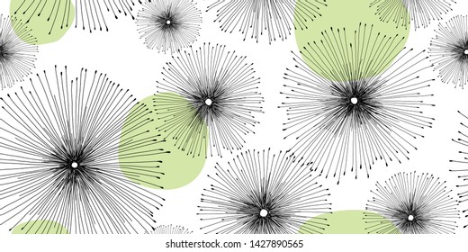 Minimalistic hand-drawn  seamless pattern with abstract forms and shapes