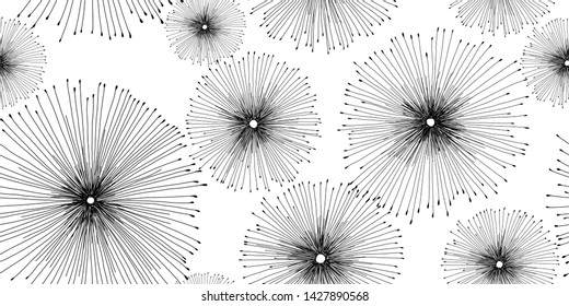 Minimalistic hand-drawn  seamless pattern with abstract forms and shapes