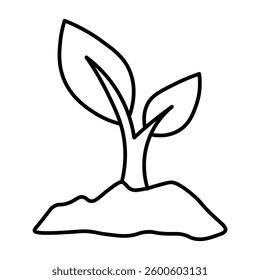A minimalistic hand-drawn sketch of a sprout growing from the ground, symbolizing new beginnings and spring.