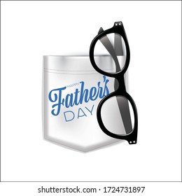 Minimalistic Happy Father's day card template with pocket and glasses