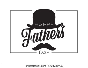 Minimalistic Happy Father's day card template with hat and moustache