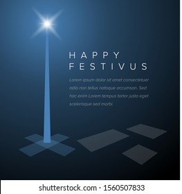 Minimalistic Happy festivus card template layout - dark blue version