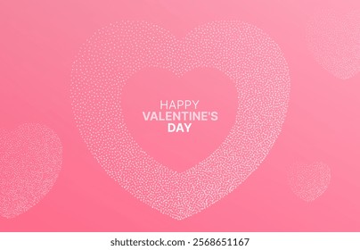 Minimalistic heart of dots, pink background. Happy Valentine's day template. Vector illustration.