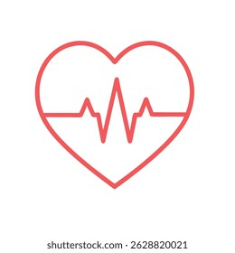 Minimalistic heart icon with heartbeat line inside