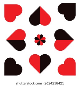 Padrão cardíaco minimalista, quadrado, metades de corações