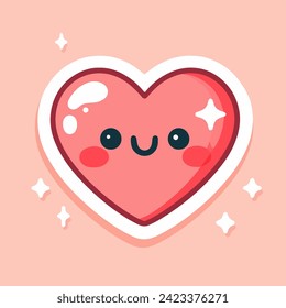 Dibujo vectorial de carácter sonriente con forma de corazón minimalista. Diseño de pegatinas para el corazón.