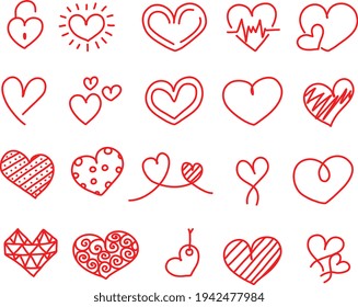 Minimalistic hearts, illustration, vector on a white background