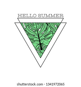 minimalistic hello sunnmer poster, illustration in vector format