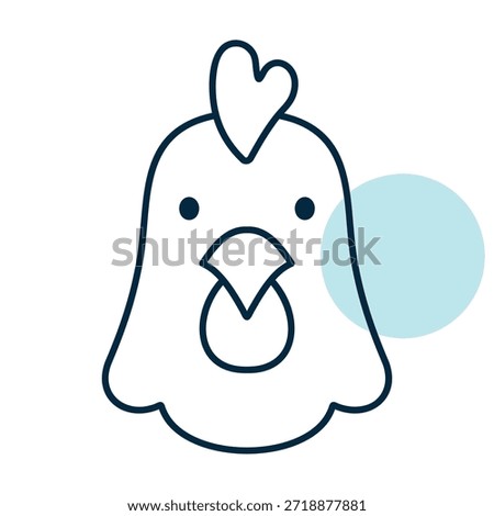 Minimalistic hen head icon with outline style, ideal for food packaging, poultry farm logo, or farm animal design.

