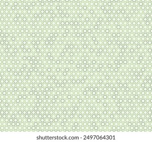 Minimalistic hexagon background. Bold rounded hexagons mosaic cells with padding. Green color tones. Regular hexagon shapes. Seamless pattern. Tileable vector illustration.