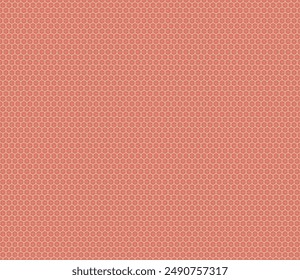 Minimalistic hexagon background. Cinnabar color on matching background. Bold rounded stacked hexagons mosaic pattern. Small hexagon geometric shapes. Seamless pattern. Tileable vector illustration.